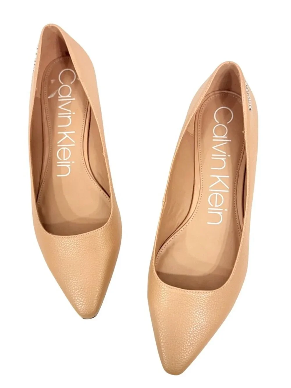 Calvin Klein Emerin Taupe Pointed-Toe Flats With Mirror Heels Size 10